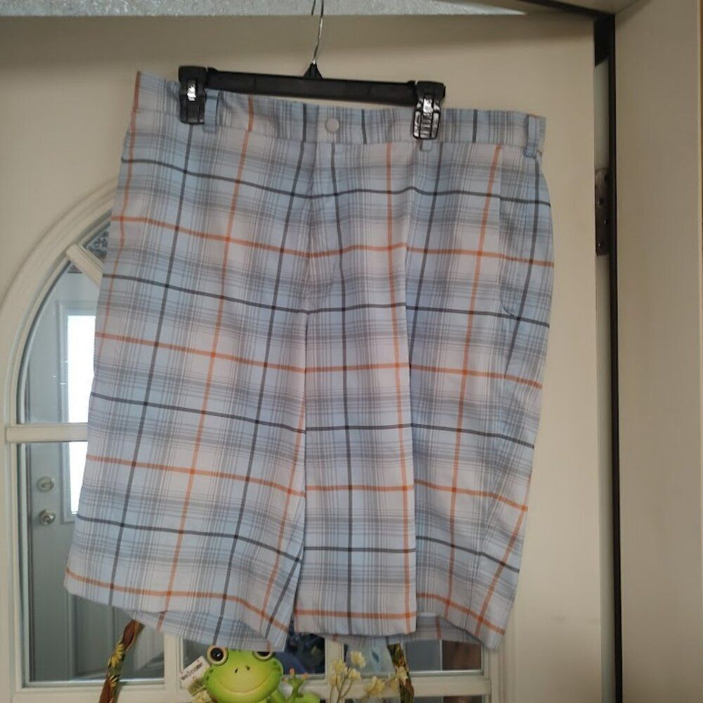 Nike Golf Tour Performance Dri Fit Light Blue Plaid Shorts Size Men's 36